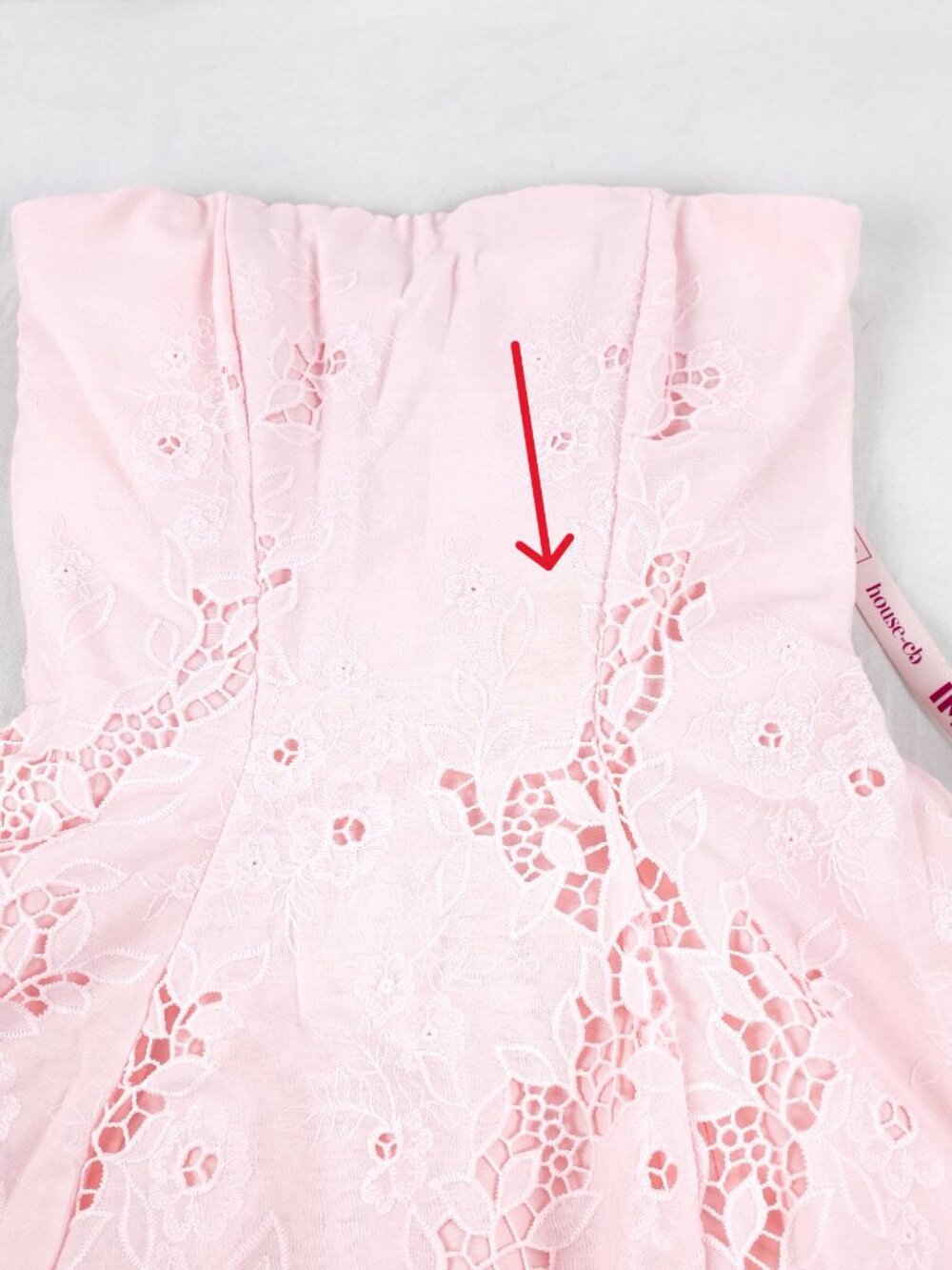 House Of CB Jemima Pink Strapless Cut Out Broderie Anglaise Mini Dress - Size XS - Picture 5 of 12